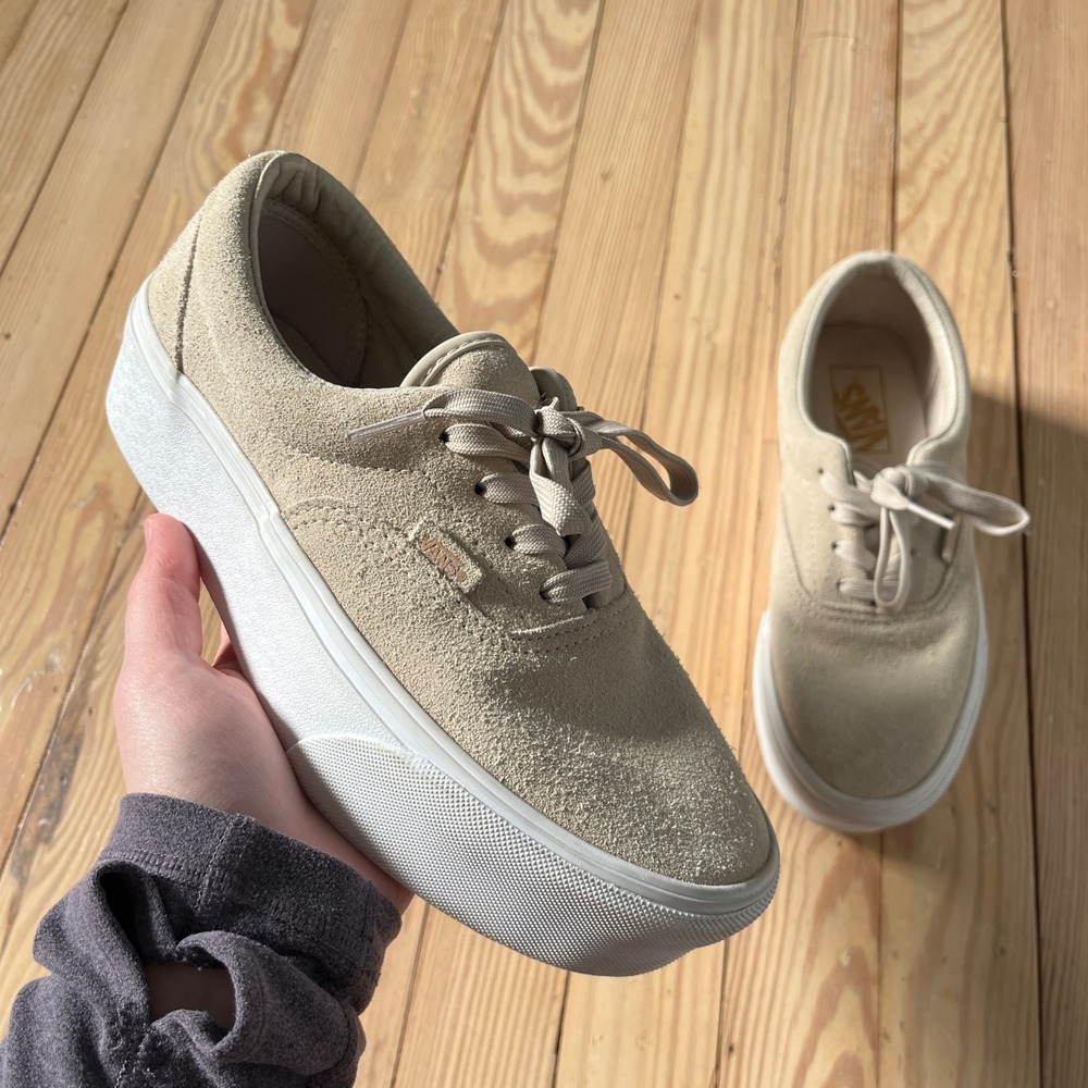 Vans Era Stacked Sneakers Womens 7 Tan Suede Platform Low Top Shoes y2k neutral